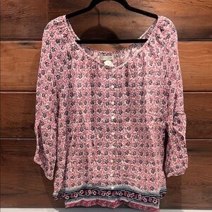 🔥‼️Lucky Brand Pink Patterned Blouse‼️🔥
